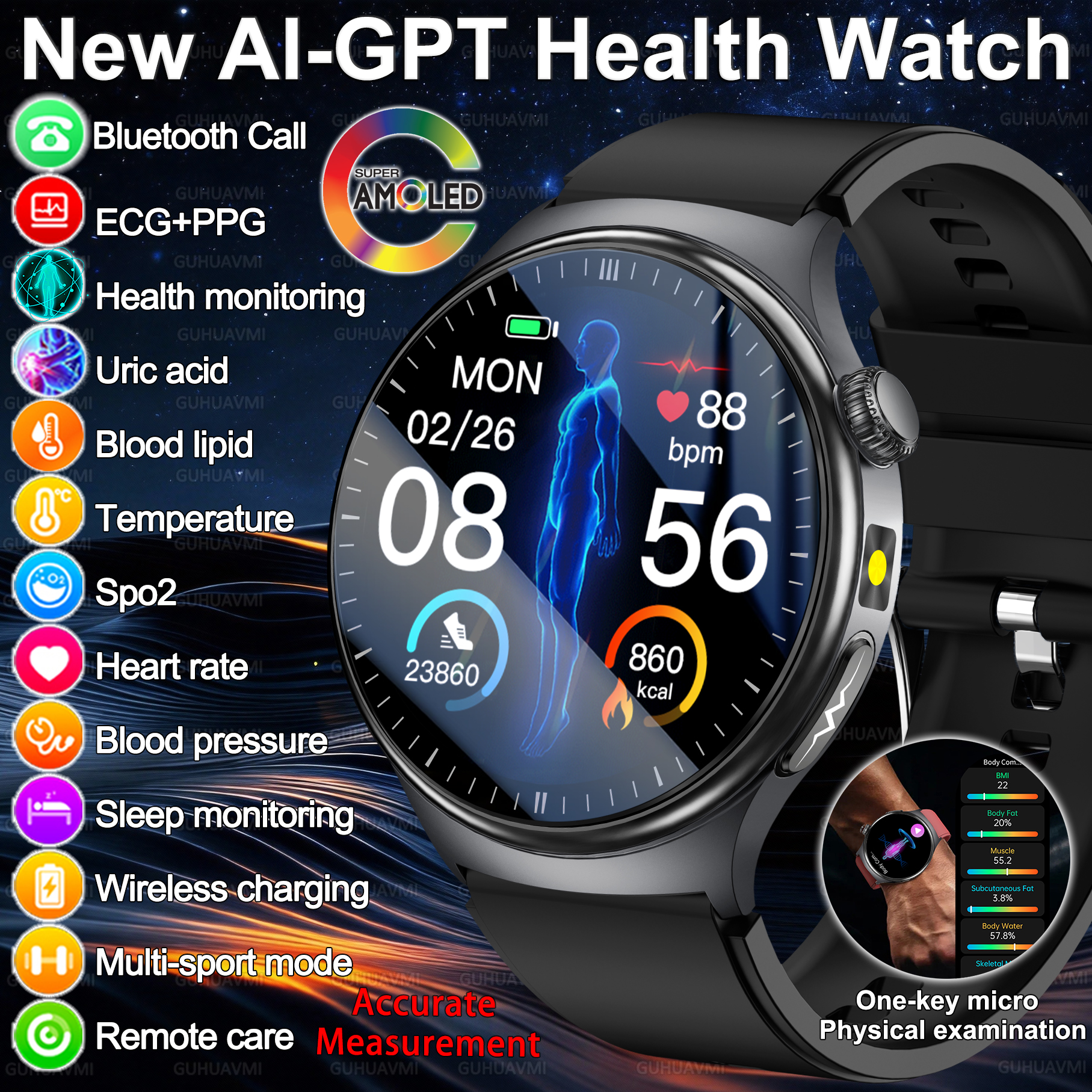 Smartwatch Headset - 2026 New Accurate Diagnosis Smart Watch