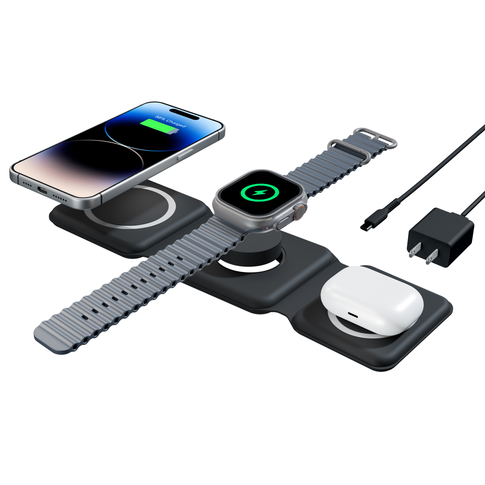 Smartwatch X - 15W Magnetic Wireless Chargers 3 in
