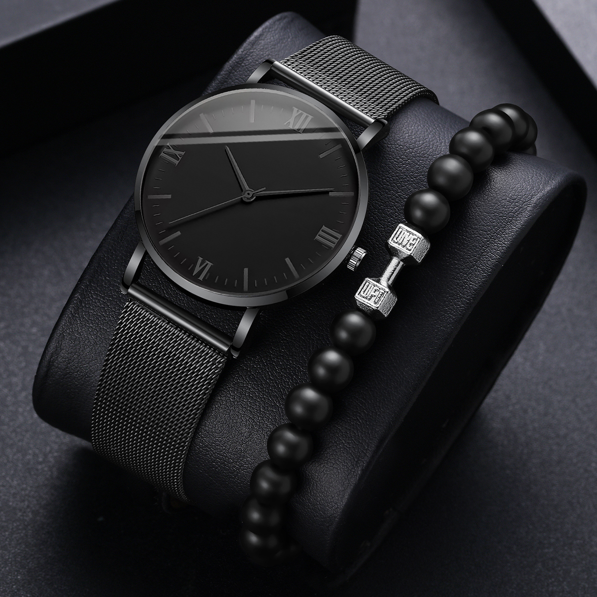 2PCS Men's Watch Fashion Roma  - Stainless Mesh Band ulasan dan harga