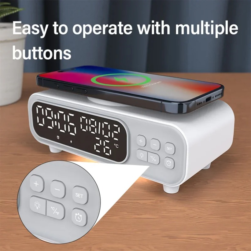 15W Wireless Charger Time Alar - Wireless Charger Watch ulasan dan harga