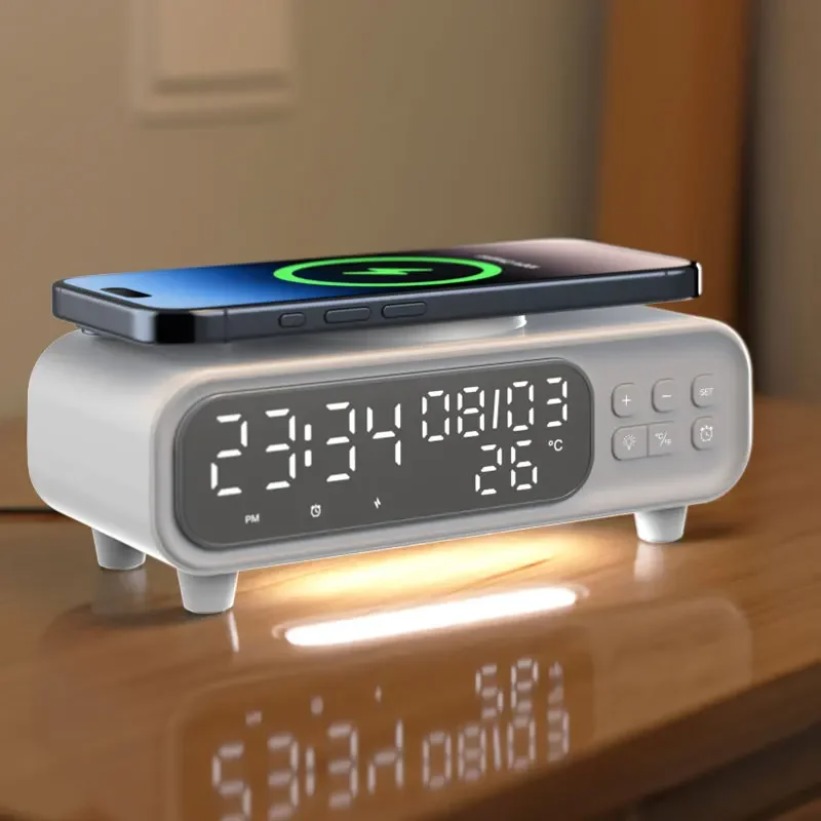 15W Wireless Charger Time Alar - Wireless Charger Watch ulasan dan harga