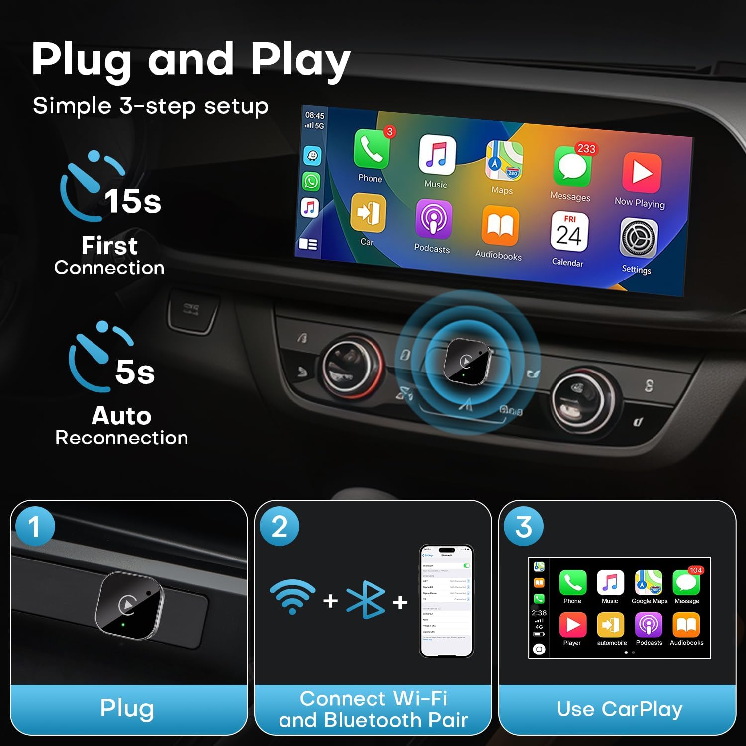 2-in-1 Wireless CarPlay & Andr - Smartwatch Universal ulasan dan harga