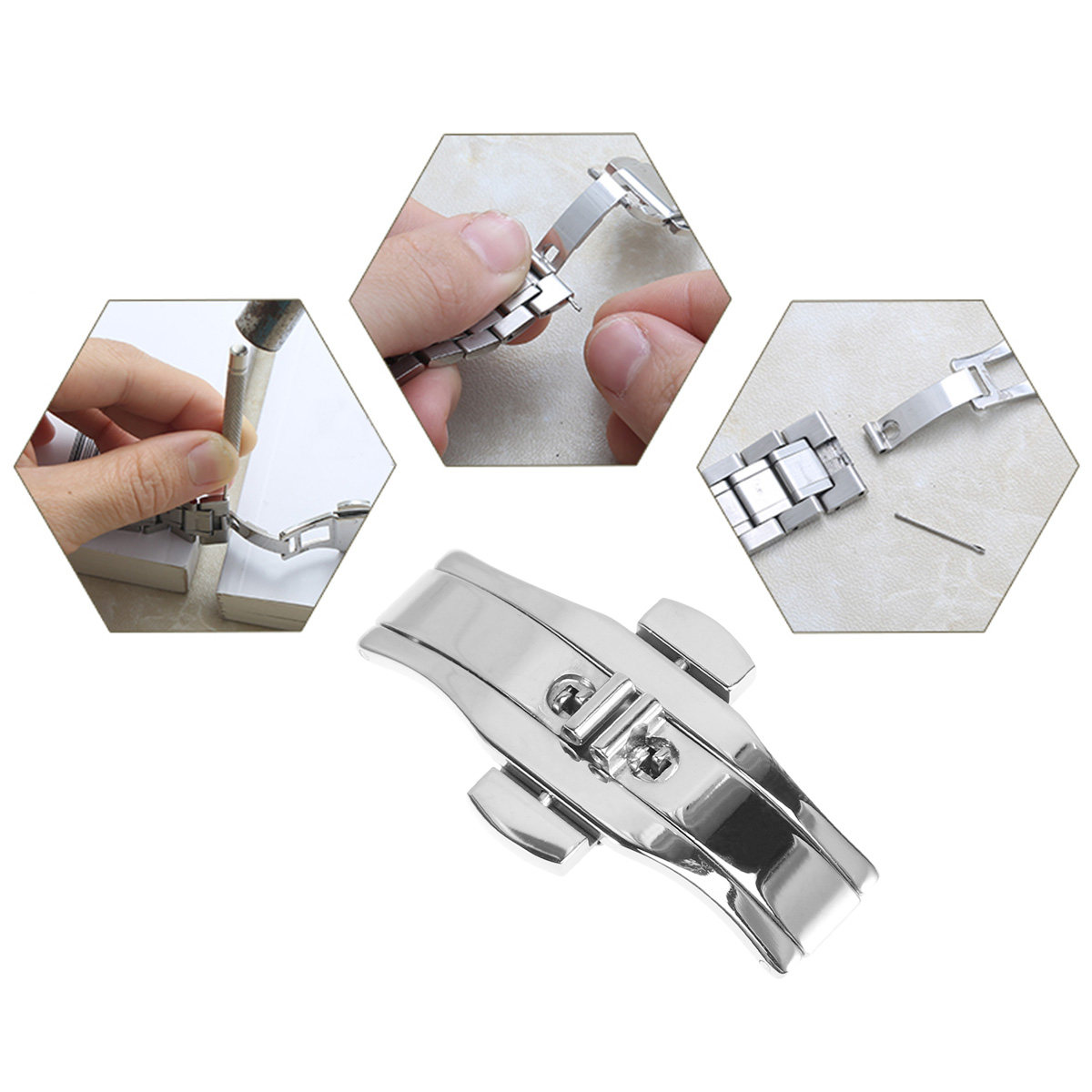 Stainless Steel Double Push Bu - Stainless Mesh Band ulasan dan harga