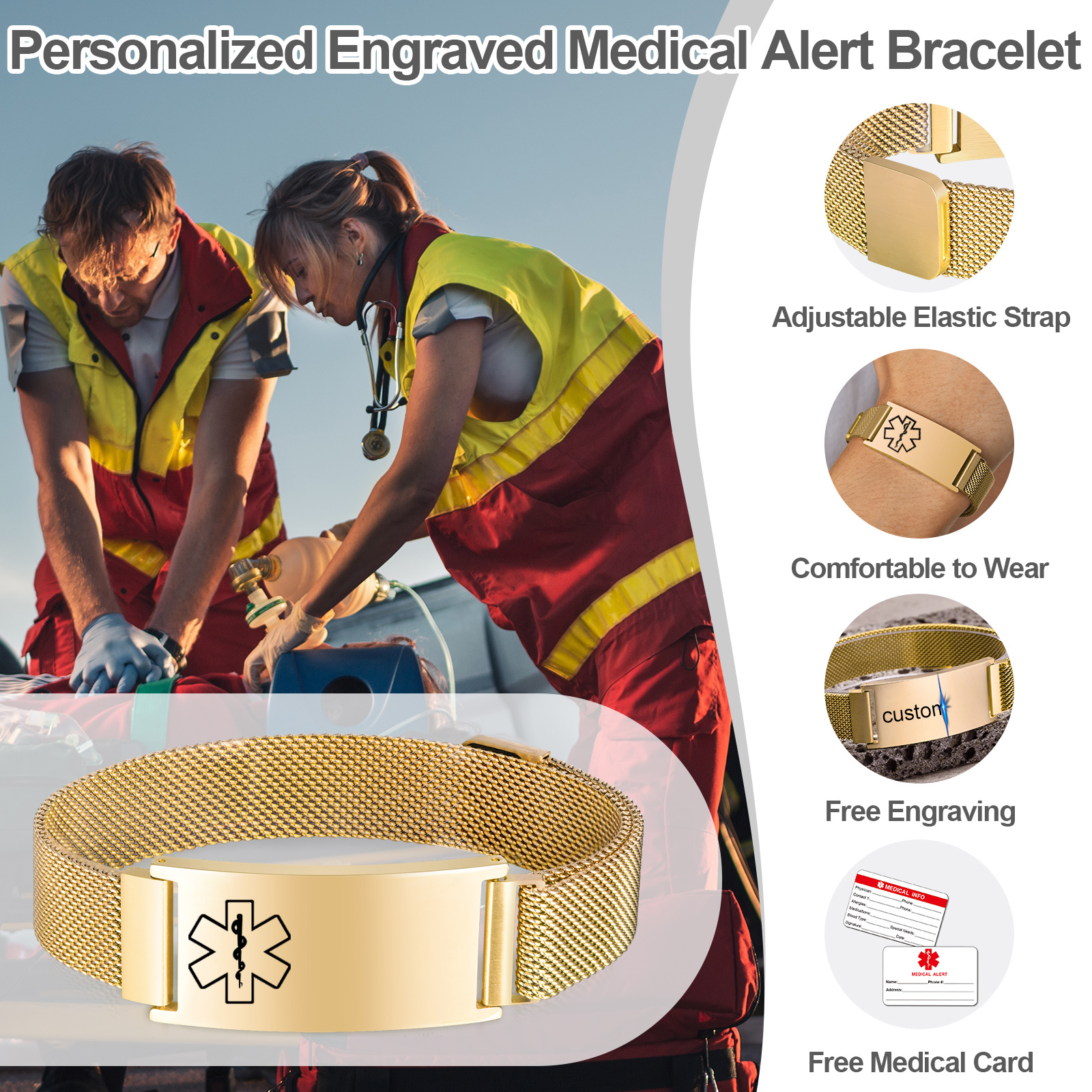 Persoanlized Medical Alert ID  - Stainless Mesh Band ulasan dan harga