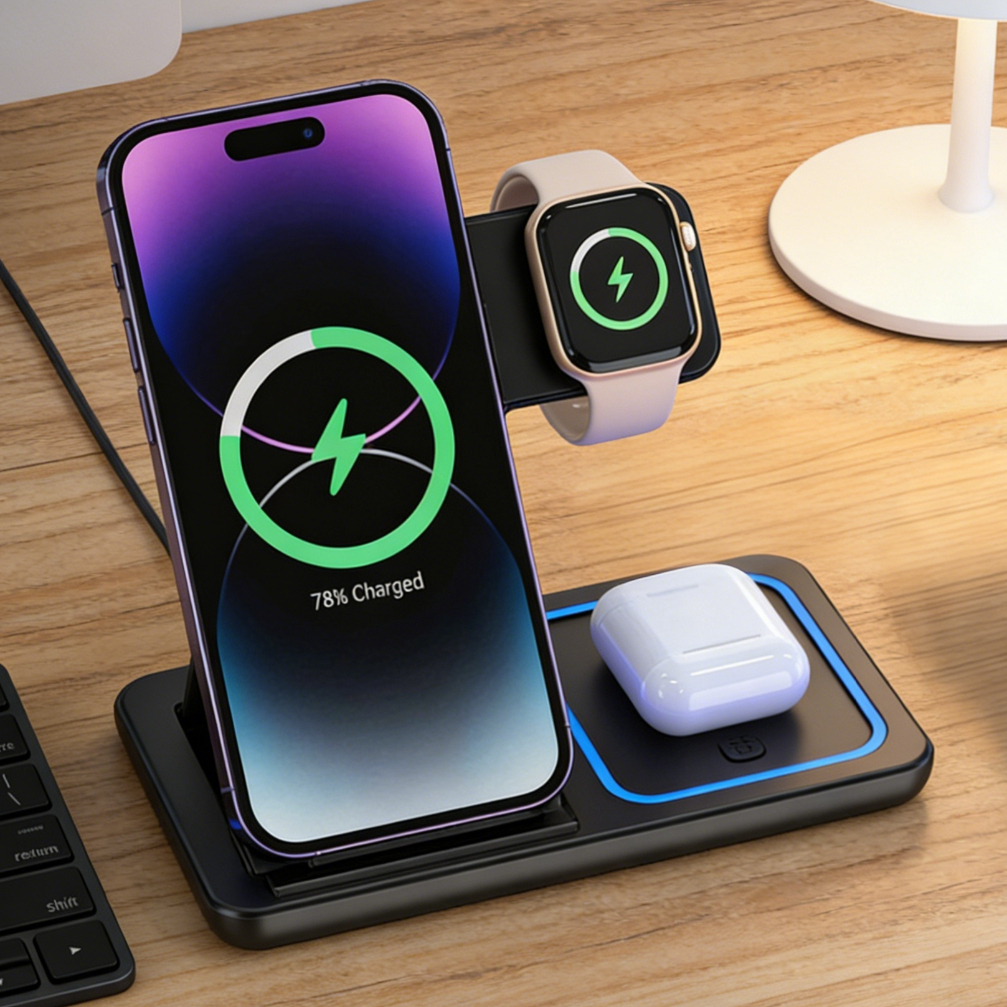 Foldable 3 in 1 Wireless Charg - Wireless Charger Watch ulasan dan harga