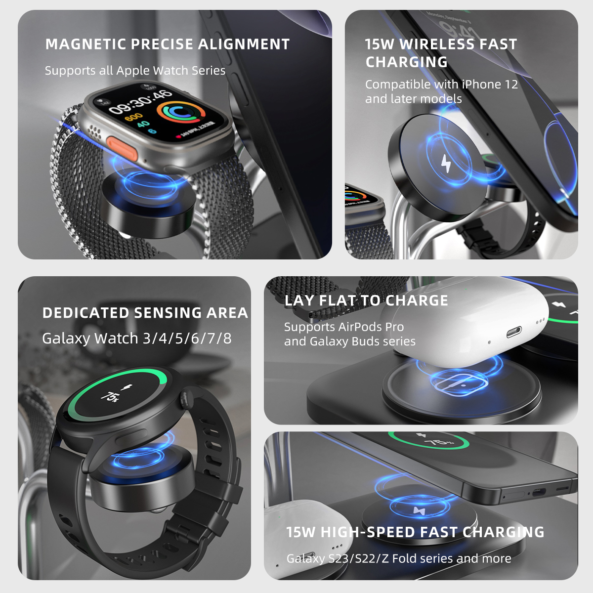 5 IN 1 Magnetic Wireless Charg - Wireless Charger Watch ulasan dan harga
