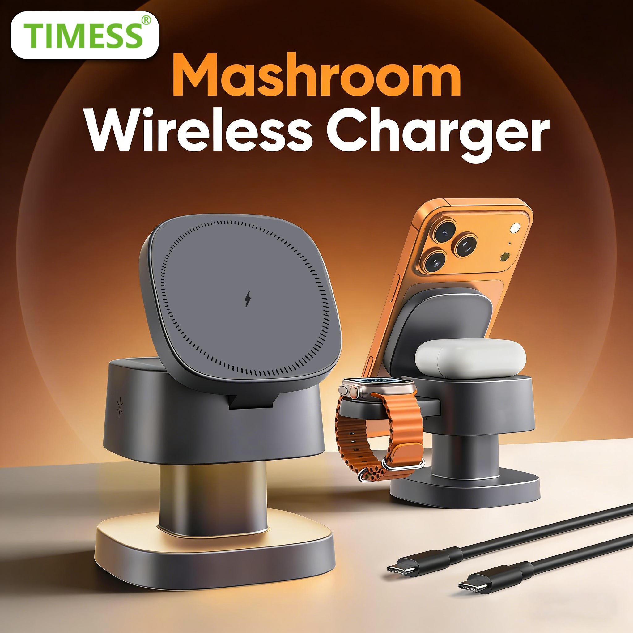 TIMESS Night Light Mashroom Wi - Wireless Charger Watch ulasan dan harga