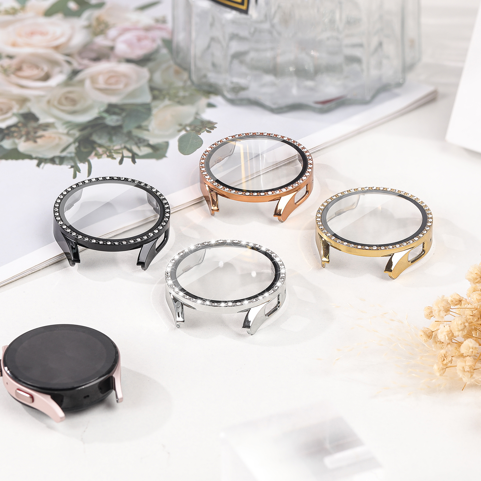 Glass+Diamond Case for Samsung - Smartwatch Watch Accessories For Women ulasan dan harga