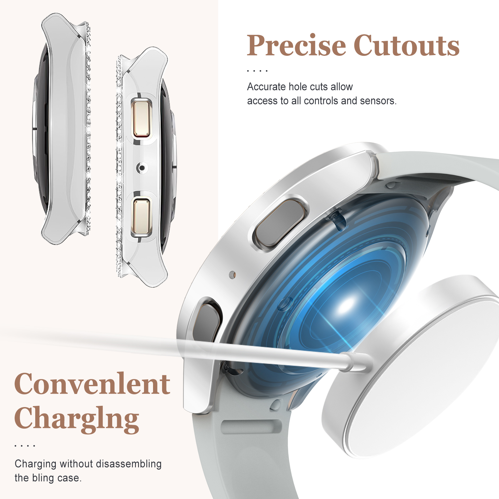 Glass+Diamond Case for Samsung - Smartwatch Watch Accessories For Women ulasan dan harga